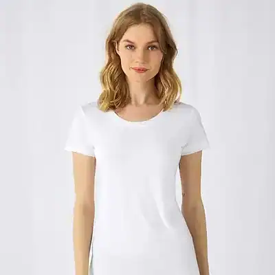 White women's T-shirt ideal for workwear and promotional clothing in the UK.