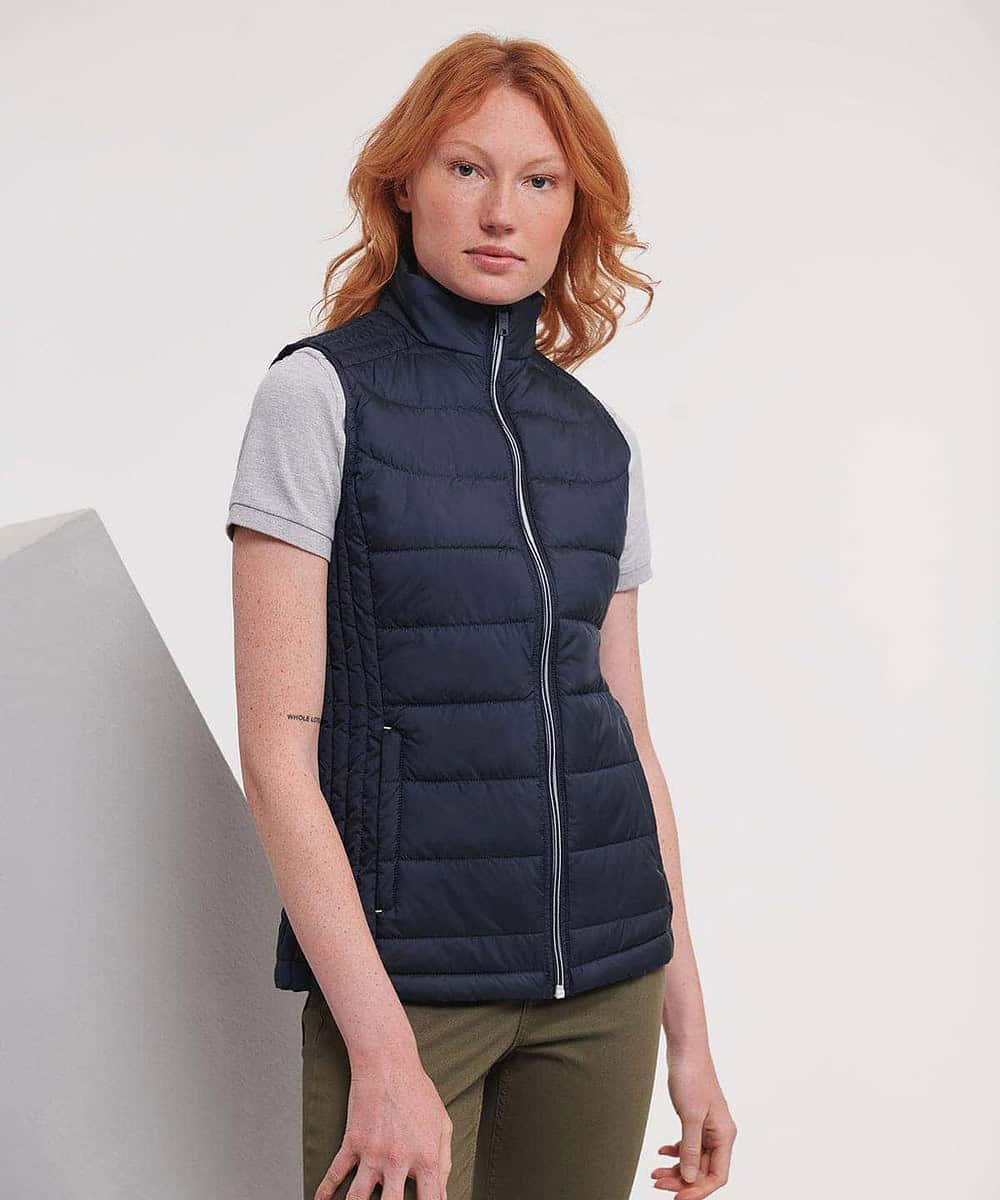 Navy blue women's Nano bodywarmer, ideal for workwear and team uniforms.