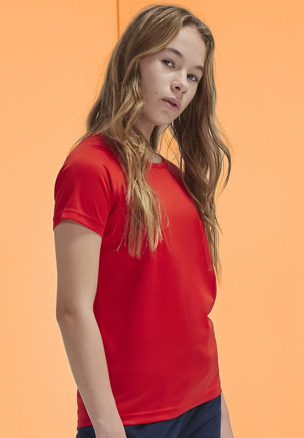 Bright red personalised embroidered workwear t-shirt, ideal for uniforms and workwear clothing. Custom embroidery options for corporate or team attire.