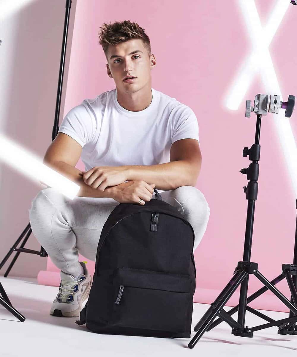 Black Maxi Fashion Backpack with Custom Embroidery, ideal for work or casual use.