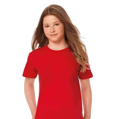 Kids red T-shirt suitable for custom embroidery or printing by Dynamic Embroidery UK.
