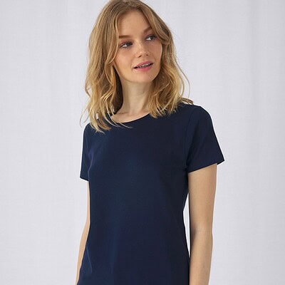 Navy women's work T-shirt, ideal for branded uniforms and team wear, featuring a comfortable fit and.