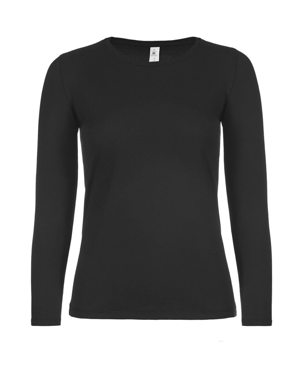 Black long sleeve women's T-shirt for embroidery or printing.