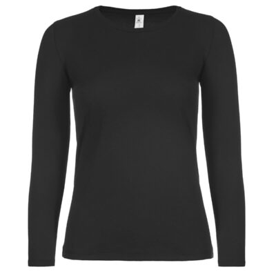 Black long sleeve women's T-shirt for embroidery or printing.