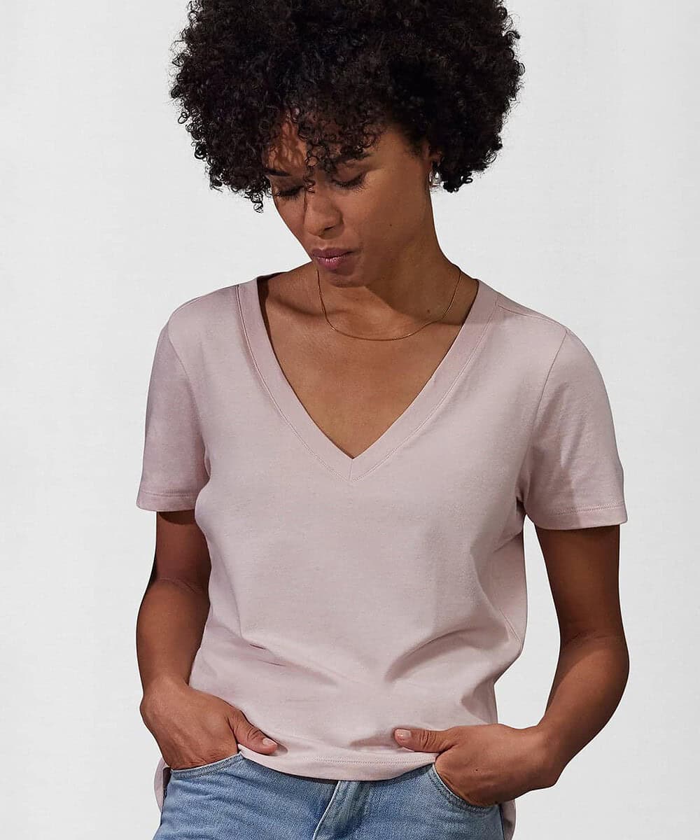 Women’s V-Neck T-Shirt with Embroidery.