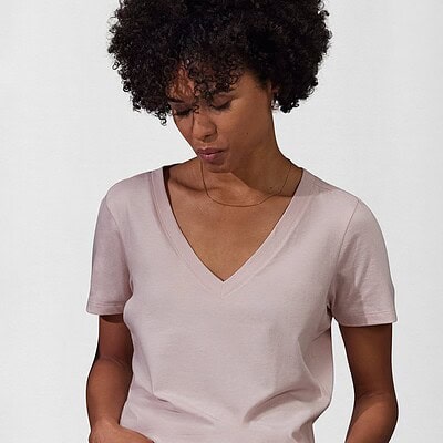 Women’s V-Neck T-Shirt with Embroidery.