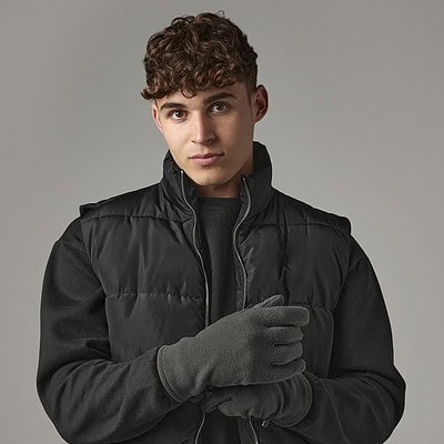 Recycled fleece gloves from Beechfield B298R, ideal for custom embroidery or printing.