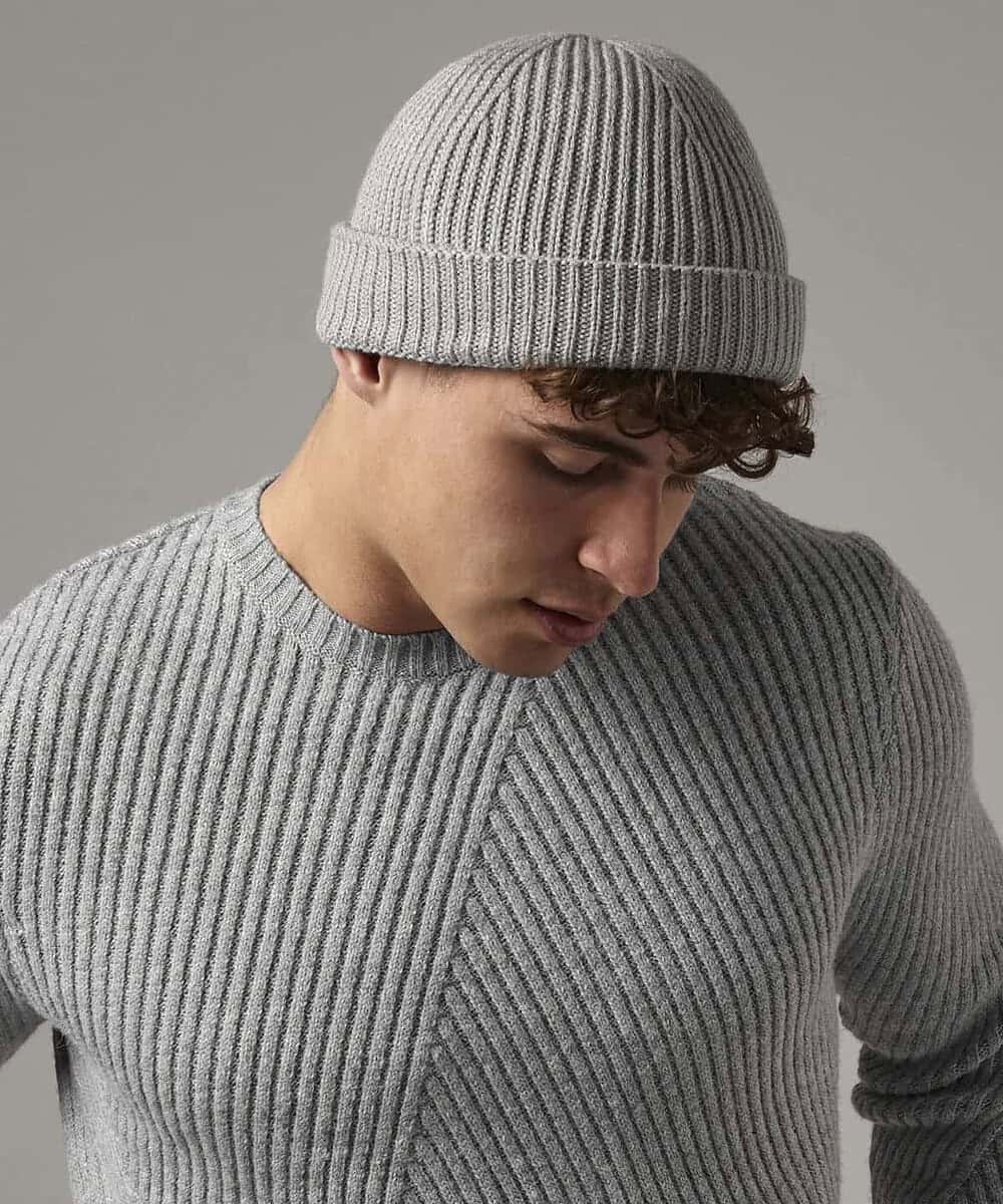 Grey Beechfield B383R Harbour Beanie for embroidery or printing.