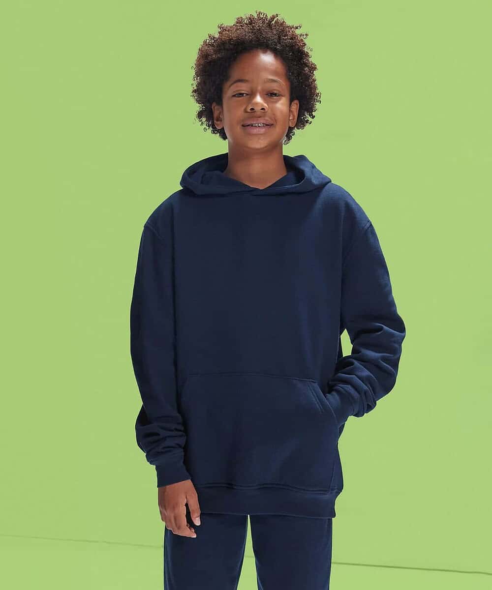 Kids B&C Hoodie navy blue, perfect for school and teamwear.
