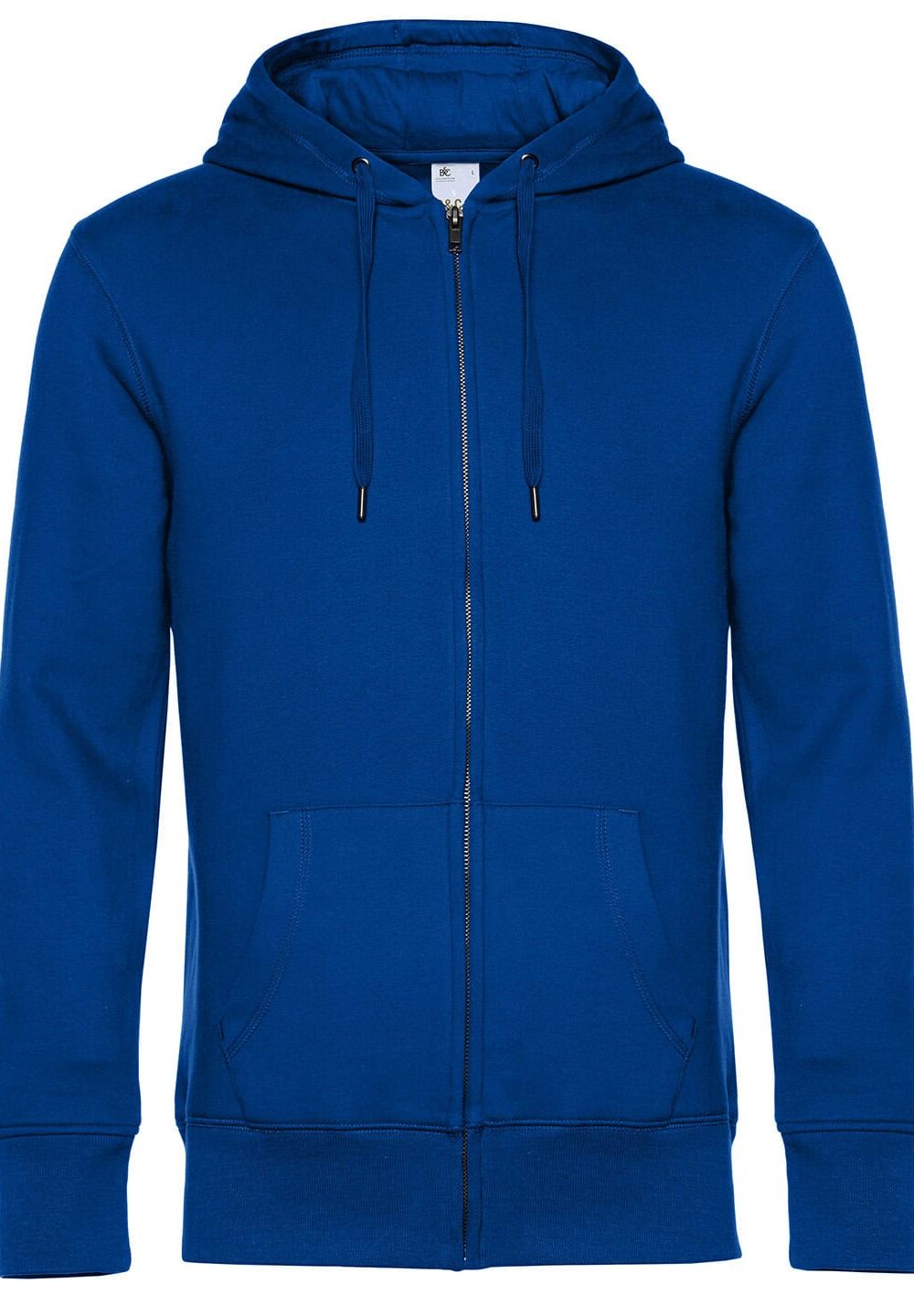 Plain blue embroidered workwear zip hoodie for personalised uniforms and company branding, comfortable and durable for work environments.