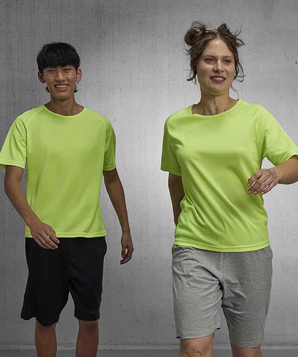 Bright lime green T-shirts suitable for custom embroidery and printing. Perfect for workwear or prom.