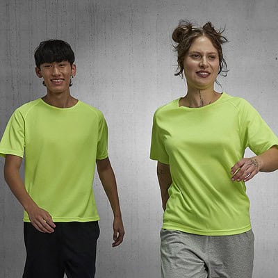 Bright lime green T-shirts suitable for custom embroidery and printing. Perfect for workwear or prom.