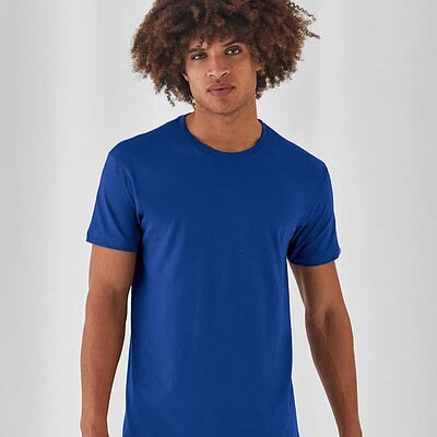 Blue T-shirt for custom embroidery and printing, ideal for workwear or promotional clothing.