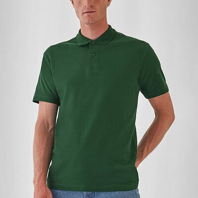 Green B&C ID001 polo shirt for custom embroidery and printing.