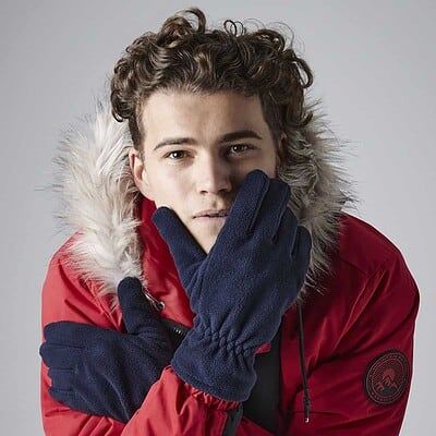 Alpine gloves in navy with soft fleece lining, ideal for embroidery and outdoor work.