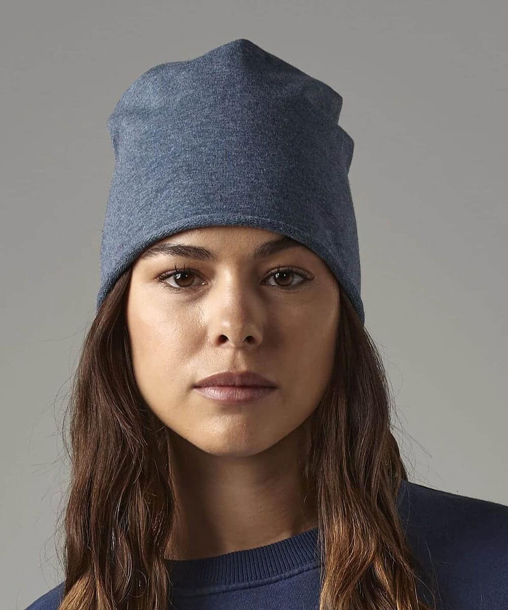 Comfortable grey jersey beanie for personalised embroidery and promotional headwear.