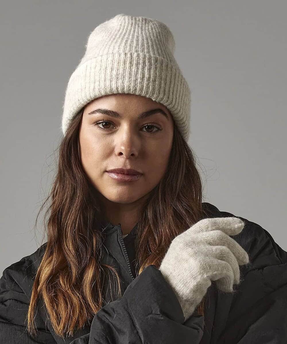Cosy ribbed beanie hat for custom embroidery and branding. Perfect for cold weather and promotional.