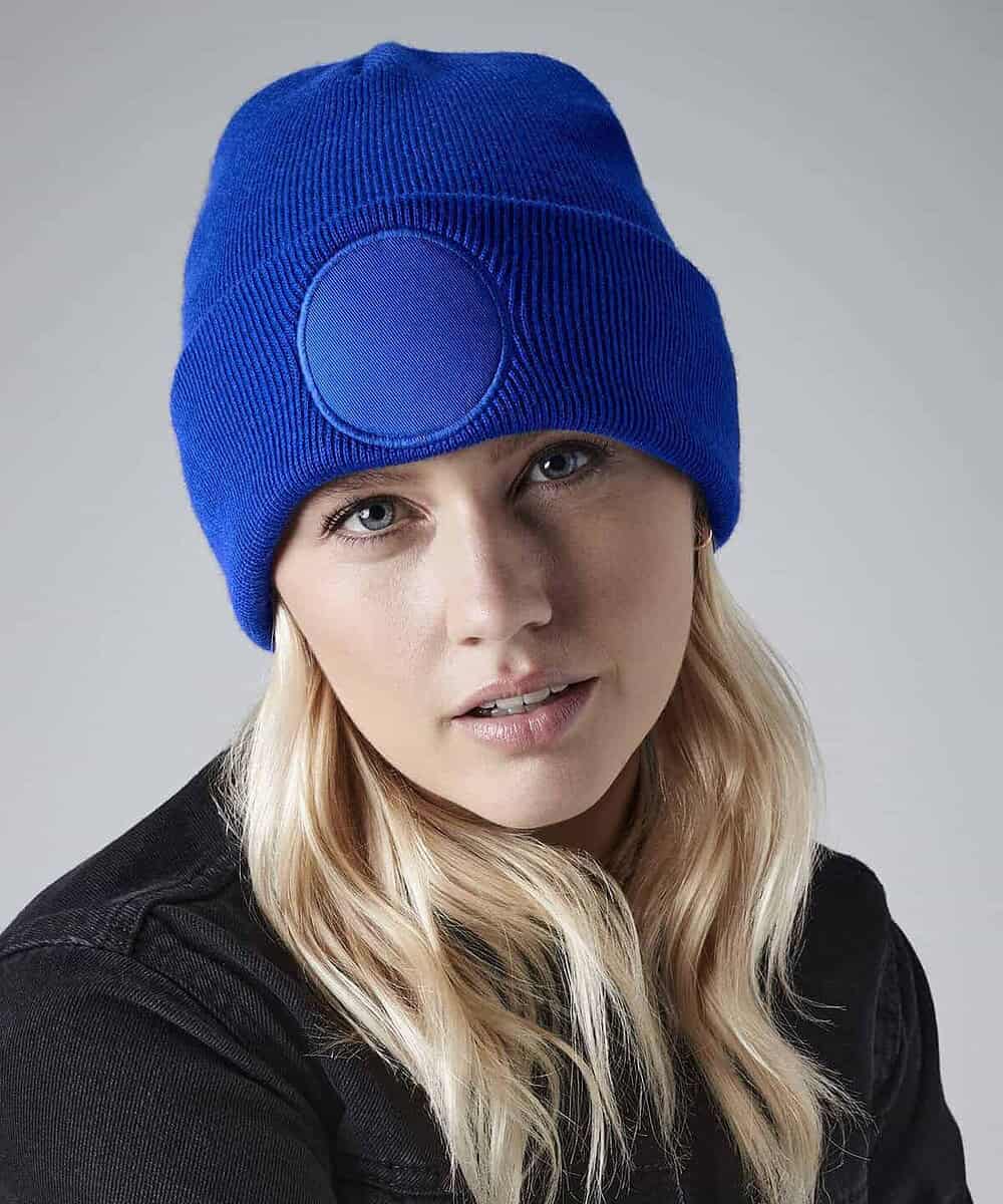 Circular Patch Beanie for Custom Embroidery UK.