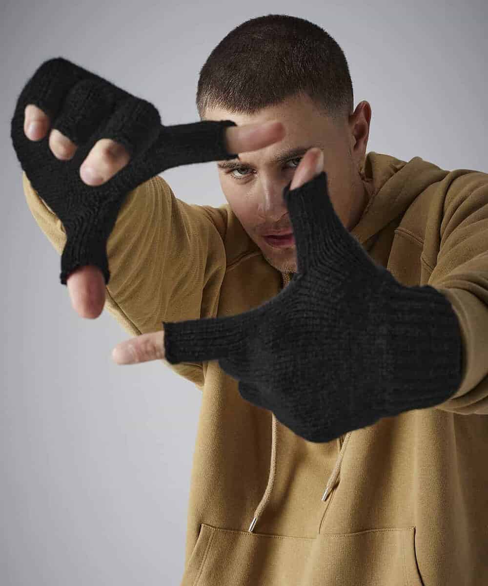 Fingerless gloves for embroidery and custom branding.