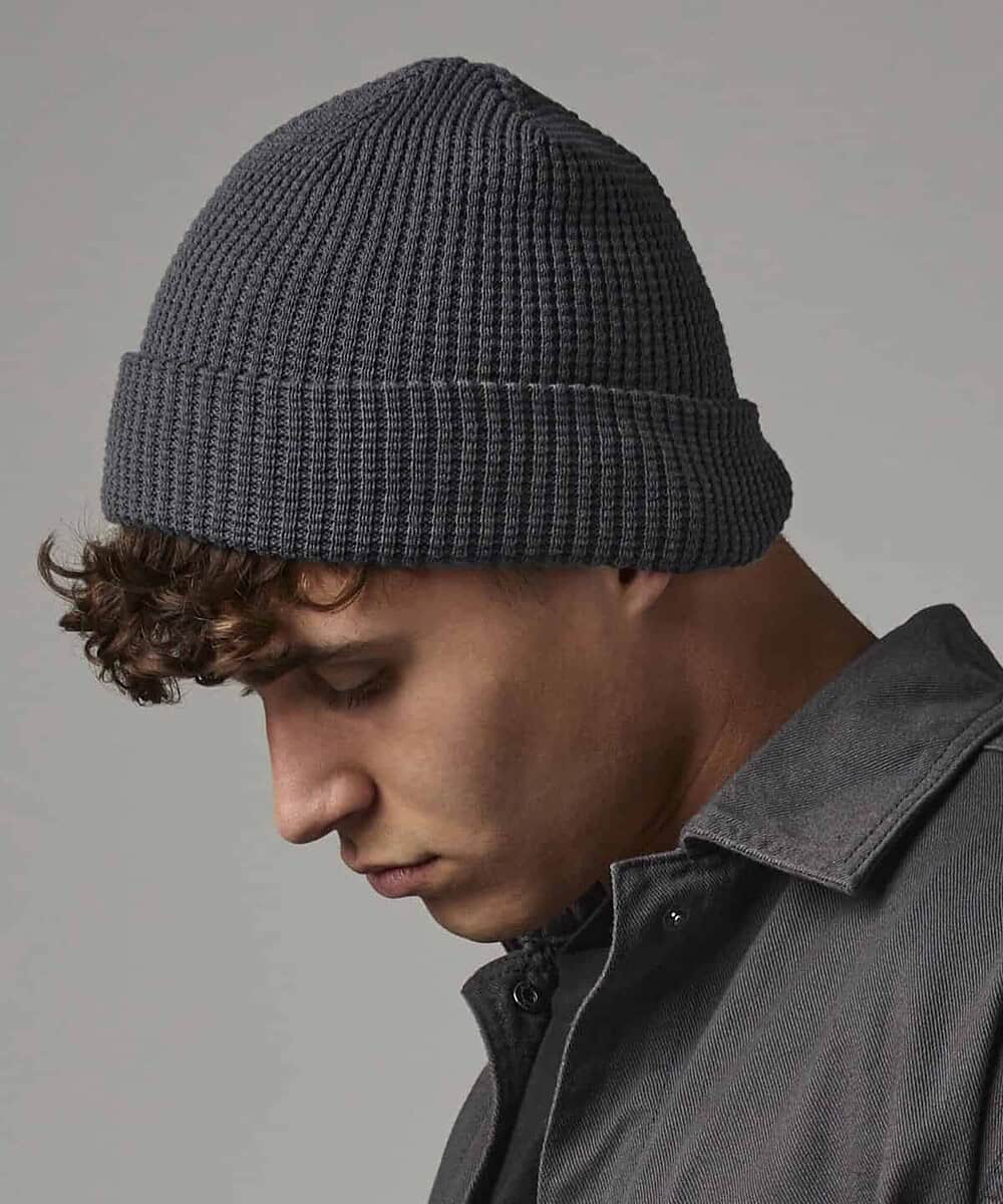 Organic Cotton Waffle Beanie for Custom Embroidery.