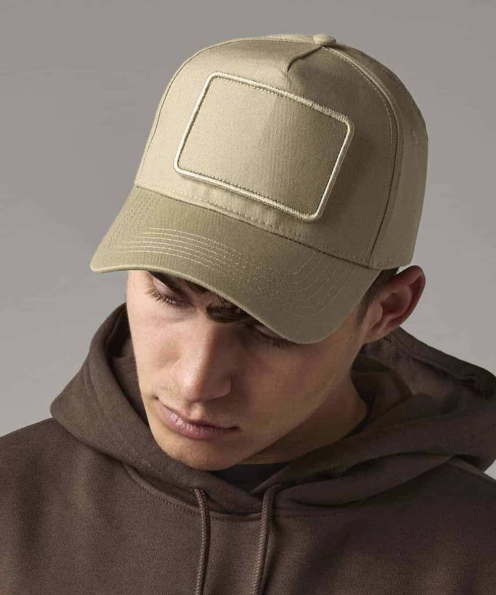Removable patch 5-panel cap ideal for custom embroidery and branding. Perfect for workwear and promo.