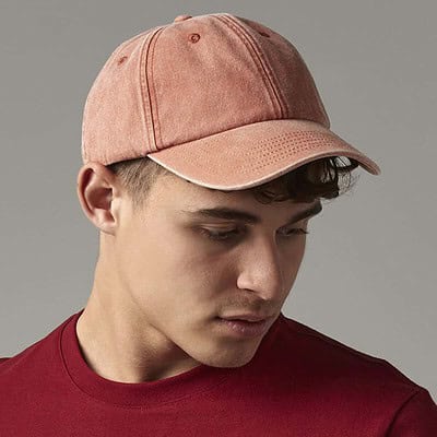Pink low-profile vintage cap for embroidery and custom headwear.