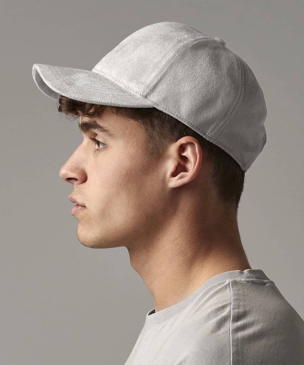 Faux suede 6-panel cap ideal for custom embroidery and printing. Stylish headwear perfect for promot.