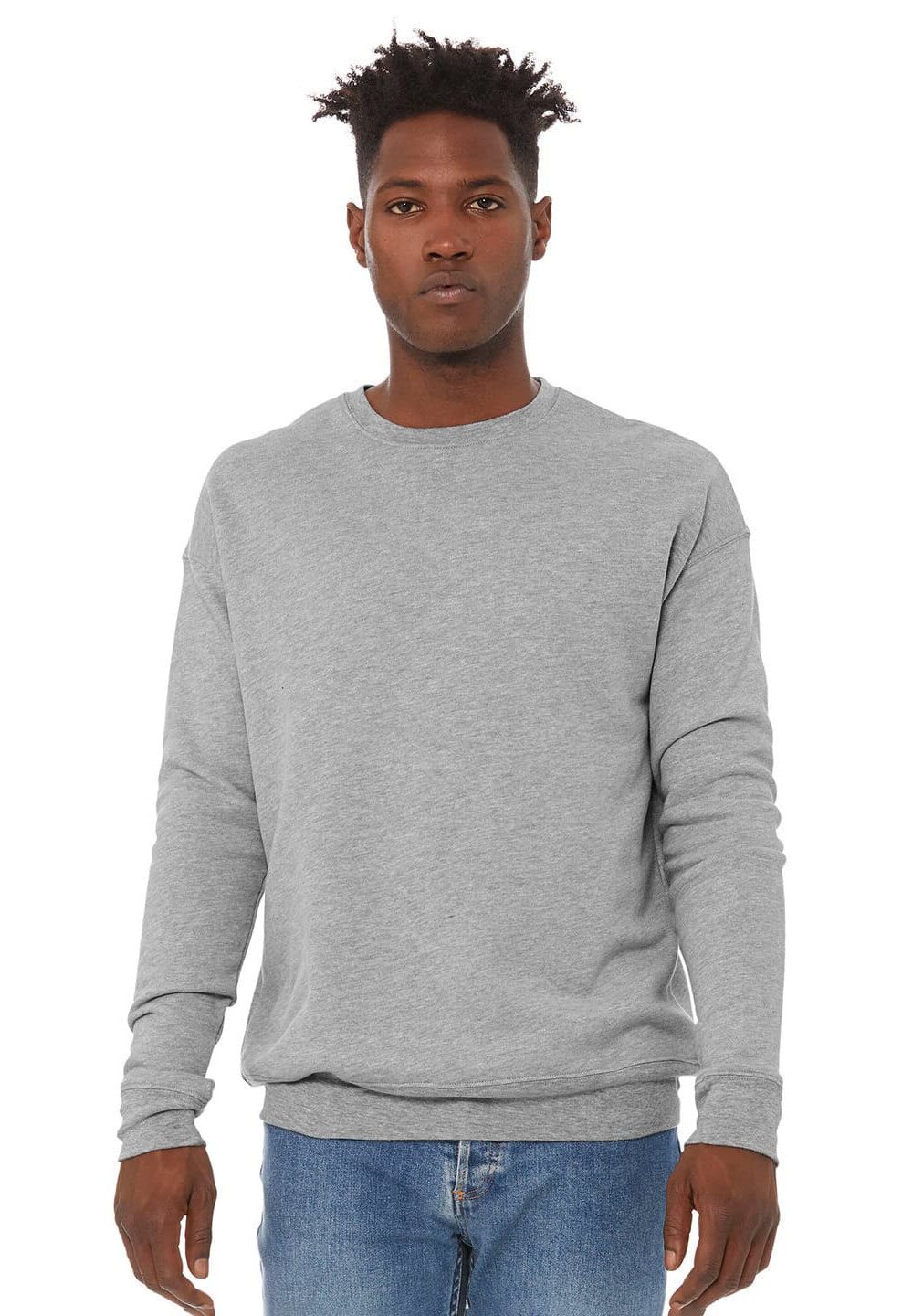 Plain grey crew neck sweatshirt for embroidery and personalised workwear.