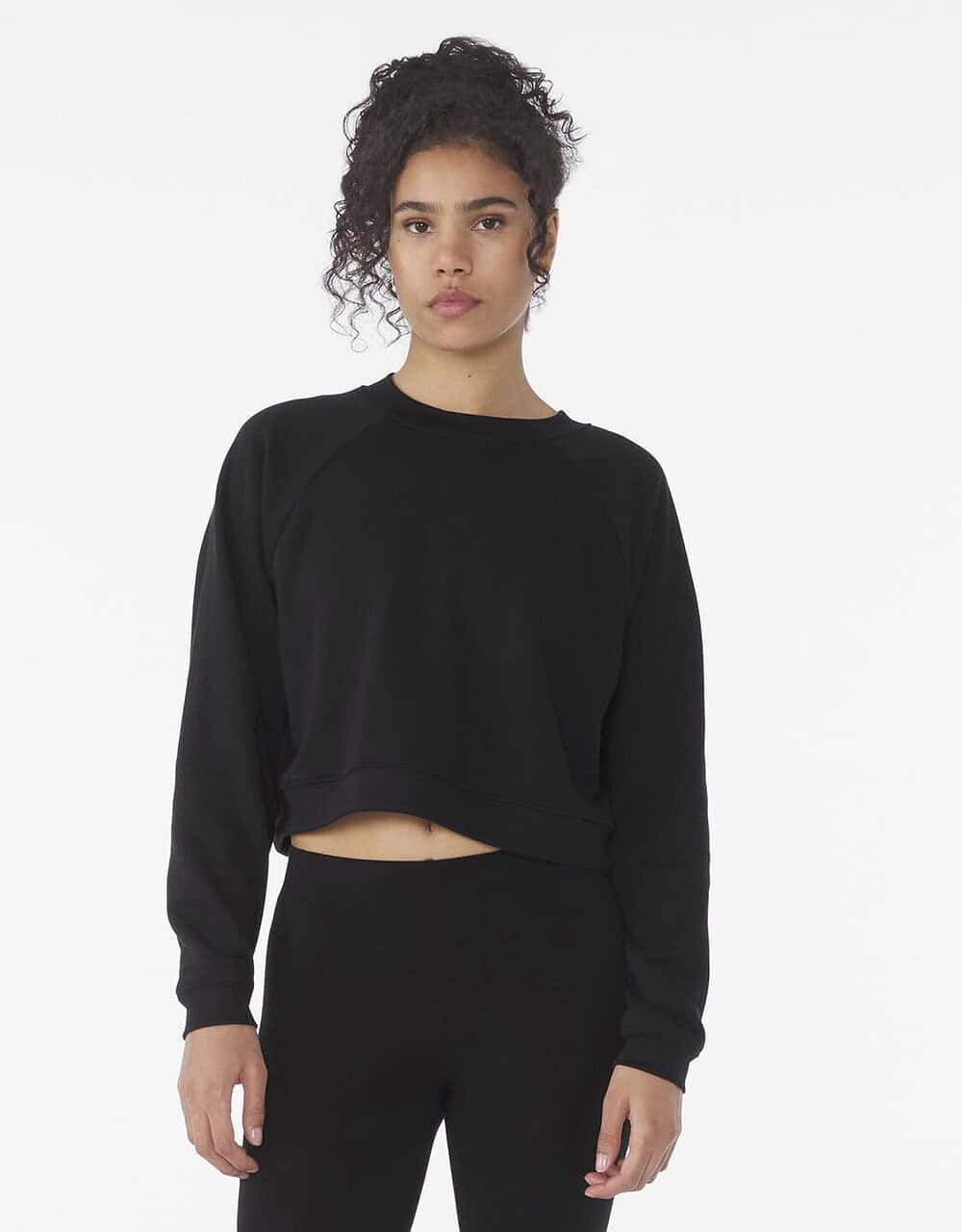 Black embroidered workwear sweatshirt, customised with personalised branding for company uniforms and staff apparel. Suitable for various industries, providing comfort and professional appearance.