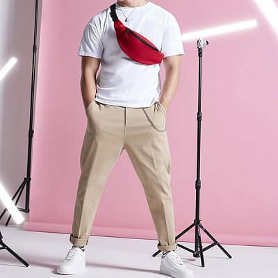 Belt bag worn across the chest, perfect for custom embroidery and promotional use.
