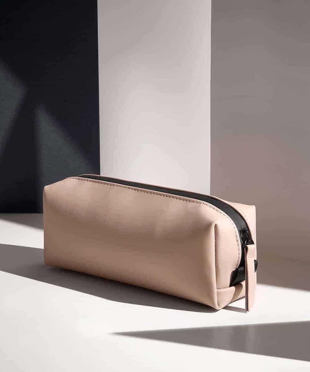 Mini accessory case in matte pink PU material, ideal for embroidery and custom branding.