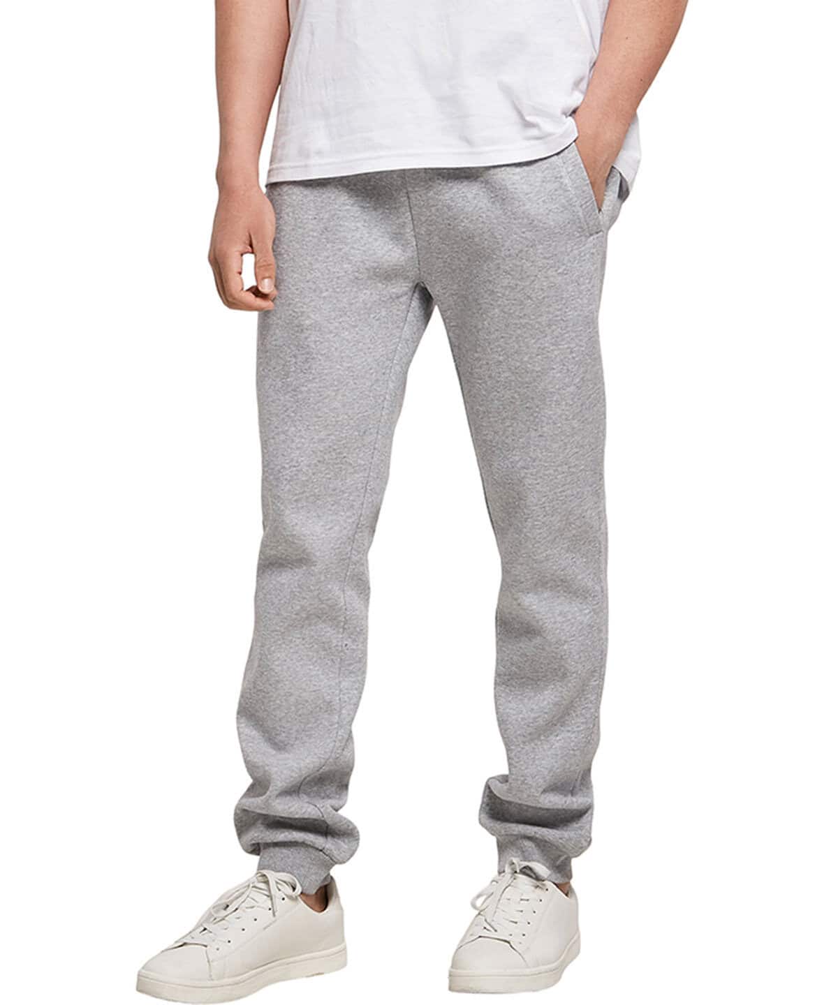 Plain grey embroidered workwear joggers for customised uniforms, suitable for various industries. Perfect for personalised embroidery and branding. Comfortable and durable work clothing.
