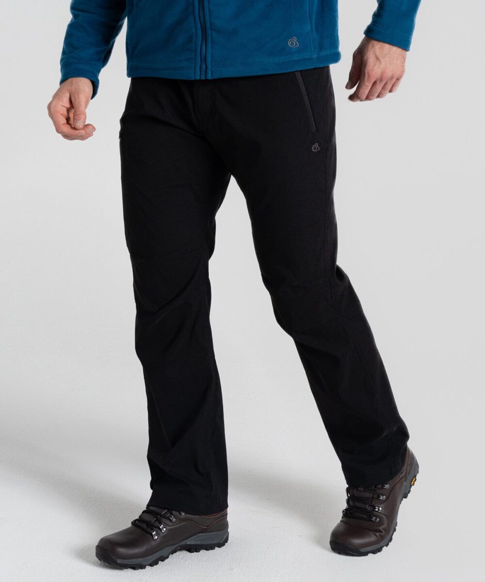 Durable black work trousers ideal for embroidery and outdoor activities.