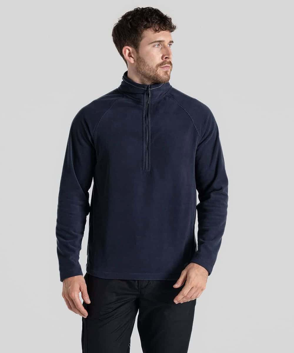 Fleece half-zip jacket ideal for embroidery, in navy blue, perfect for workwear.