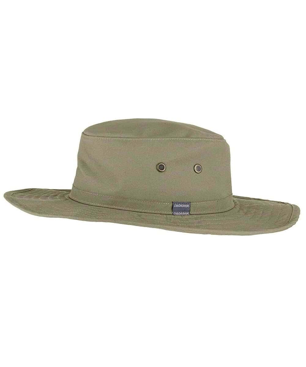 Khaki Craghoppers Kiwi Ranger Hat for custom embroidery.