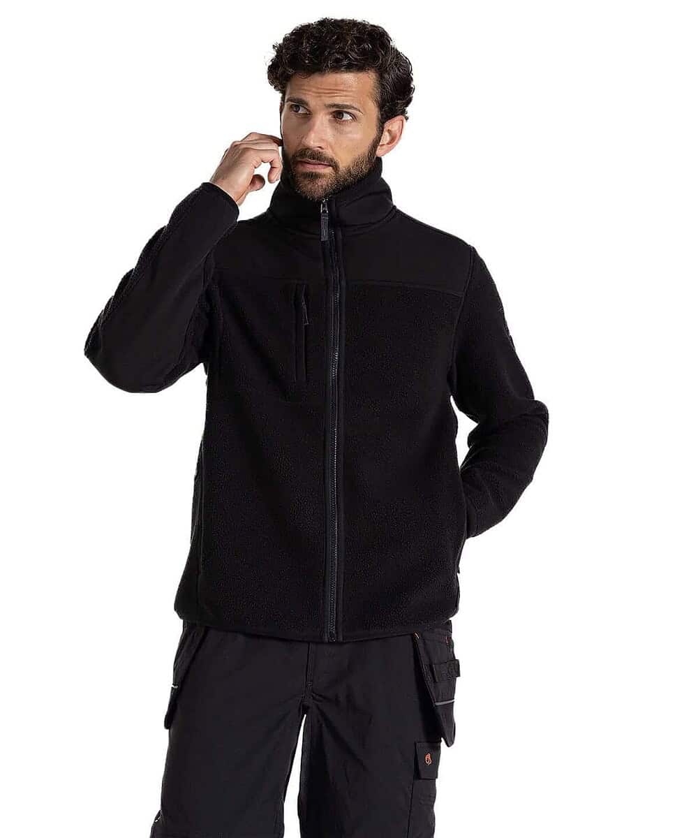 Fleece workwear jacket suitable for embroidery, offering warmth and durability for professional use.