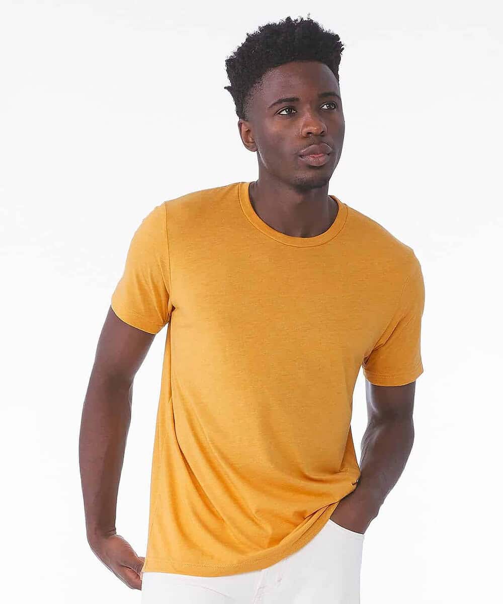 Unisex Triblend Crew Neck T-Shirt for custom embroidery, perfect for workwear and promotional clothi.