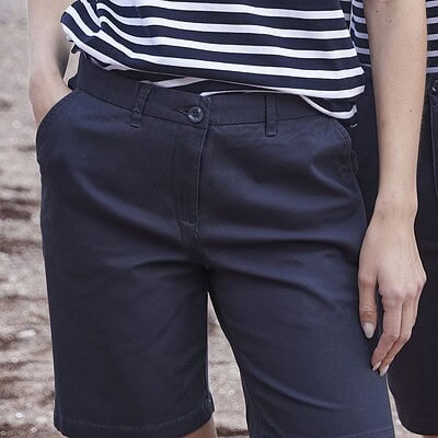 Stretch chino shorts for women, ideal for workwear and casual wear. Comfortable, durable, and stylis.