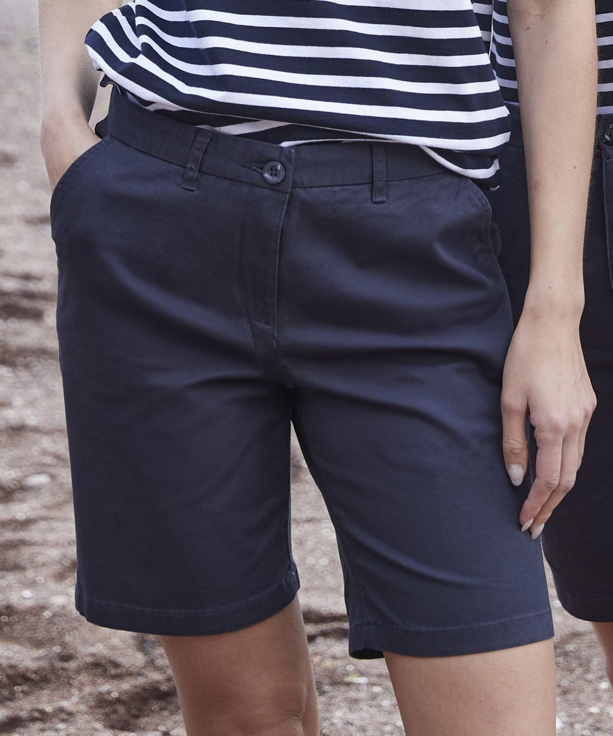 Embroidered workwear, personalised uniform, navy shorts, casual work clothing, customised work attire, branded uniform, durable work shorts, professional workwear, embroidered work clothing, custom workwear solution.