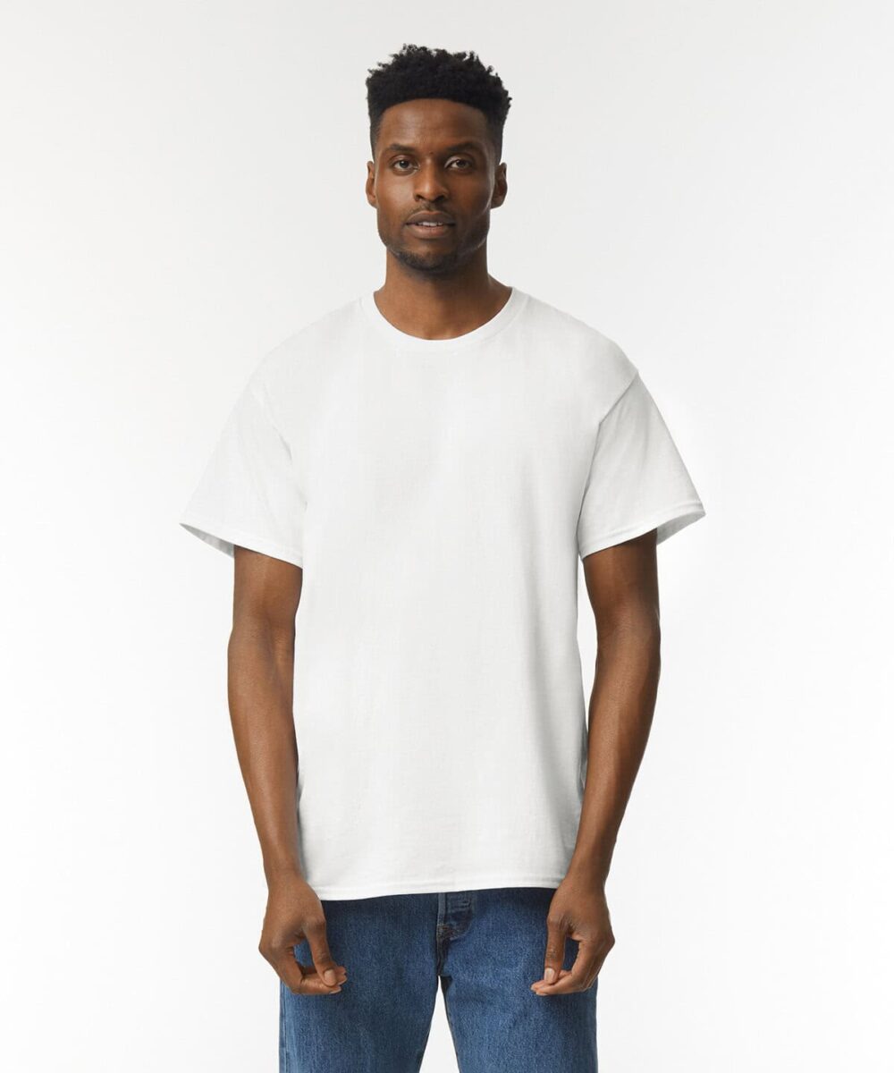 Adult white T-shirt for custom embroidery and printing.