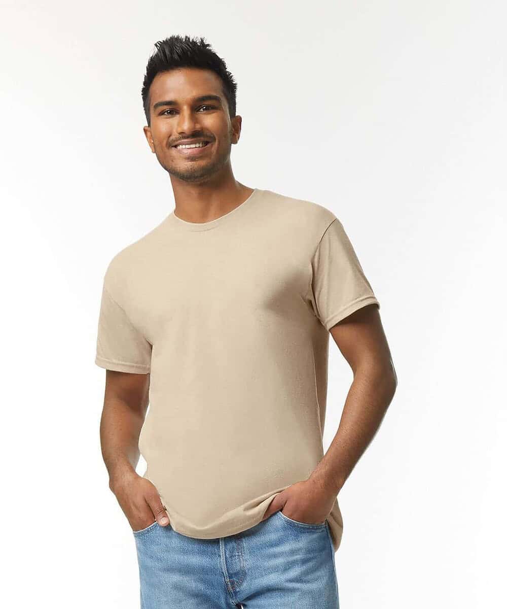 Embroidered Gildan GD005 Heavy Cotton Adult T-Shirt, ideal for custom printing and branding.