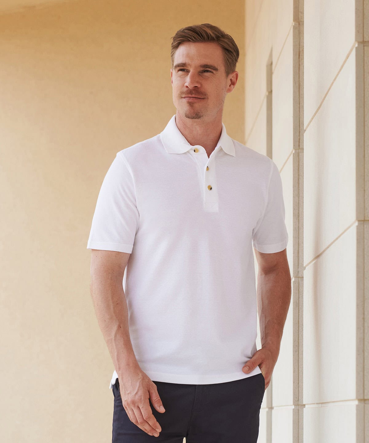 Embroidered white polo shirt, personalised workwear for professional uniform, comfortable and stylish embroidered clothing, ideal for business and corporate team wear.