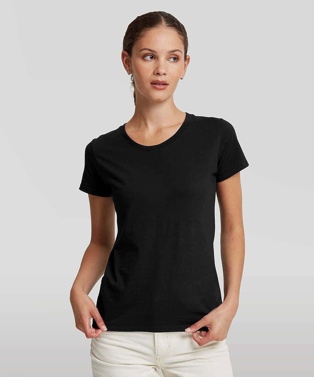 Black women's T-shirt, ideal for branded workwear and team uniforms.