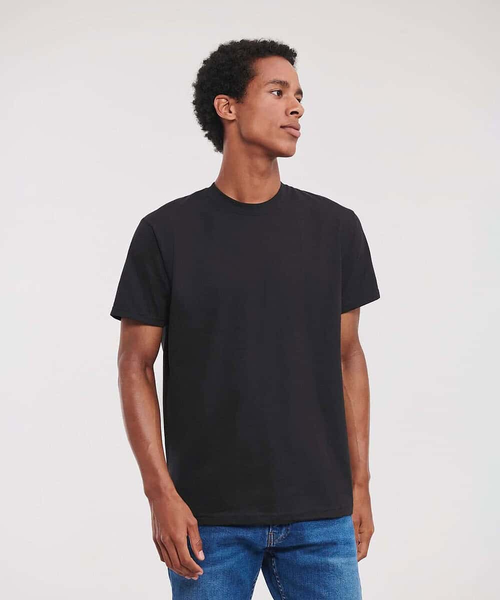 Plain black embroidered workwear T-shirt for uniforms.