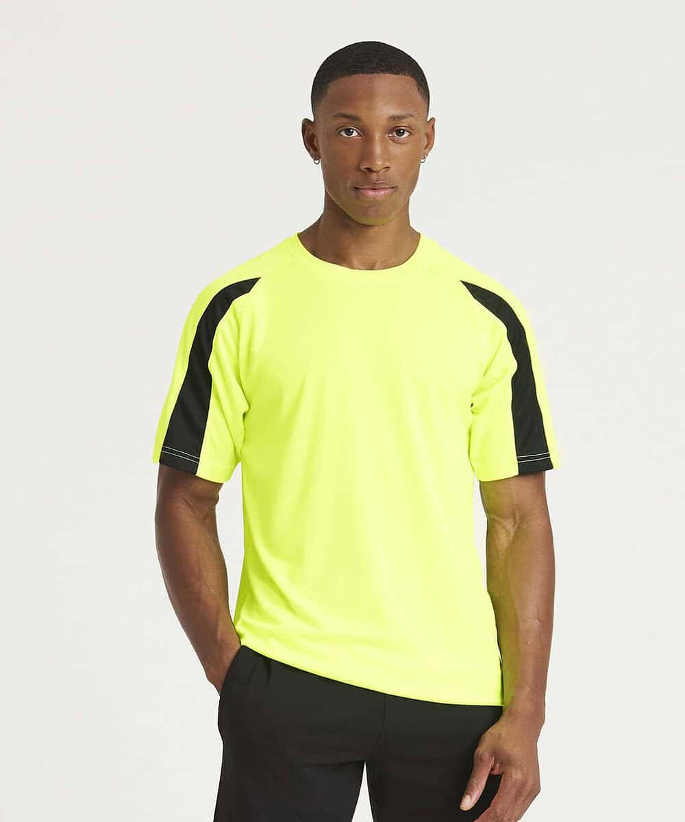 High-Visibility Sports T-Shirt with Black Shoulder Panels.