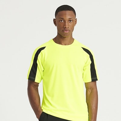 High-Visibility Sports T-Shirt with Black Shoulder Panels.