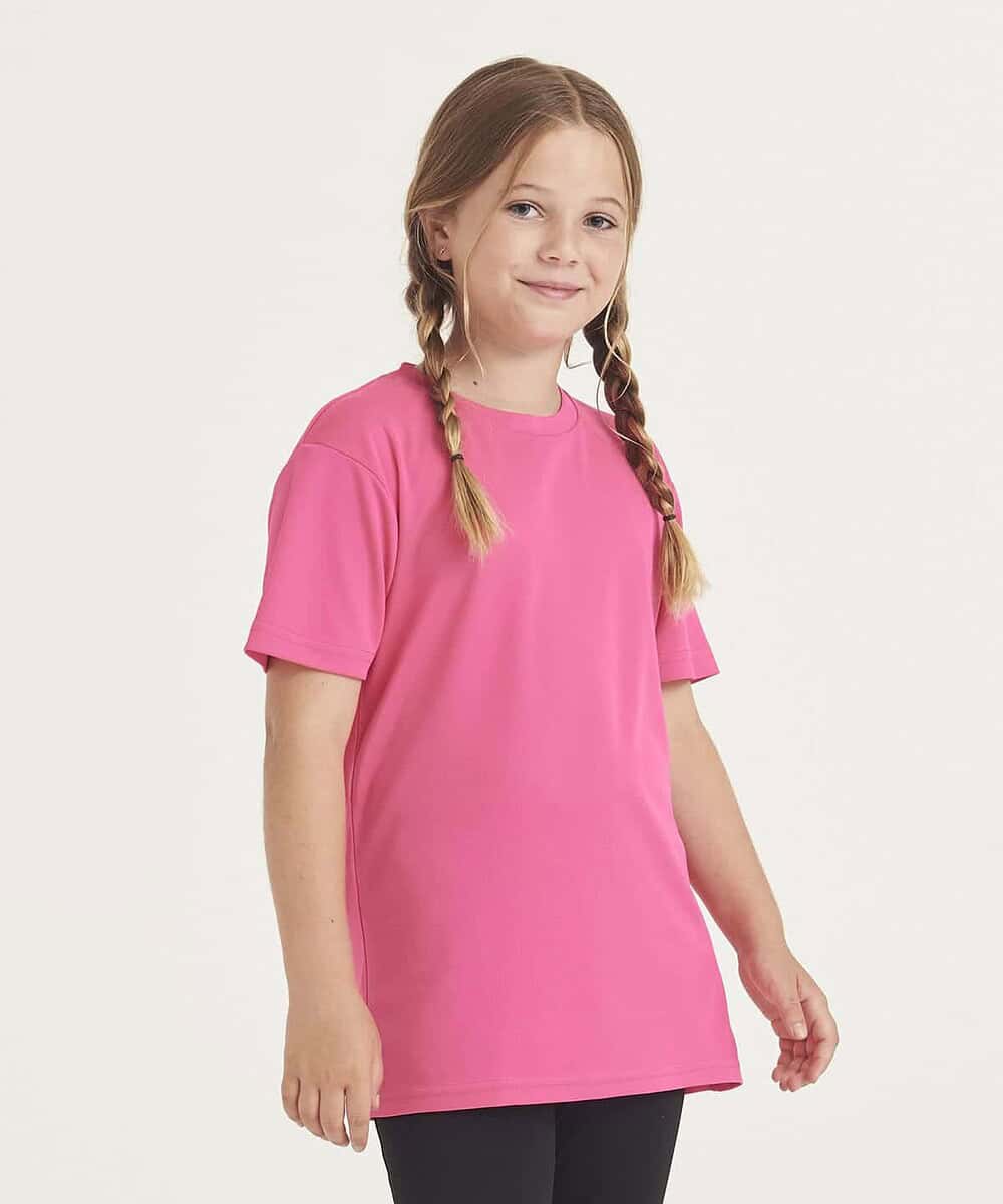 Kids pink T-shirt, suitable for workwear or casual use, featuring a comfortable fit and vibrant colo.