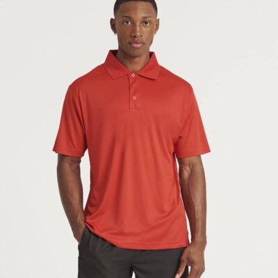 Men's red polo shirt from the JC021 professional workwear range.