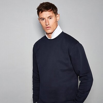 Men's navy blue embroidered sweatshirt for workwear and casual wear.