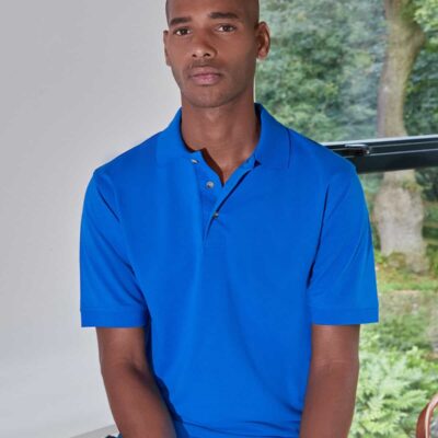 Men's blue professional polo shirt for workwear and casual wear. Comfortable, stylish, and suitable.